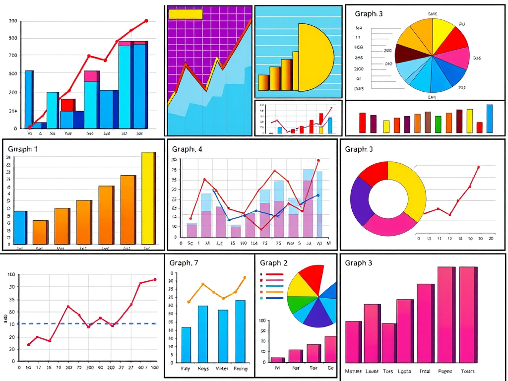 Cartoon image a series of graphs showing quantitative evaluation data